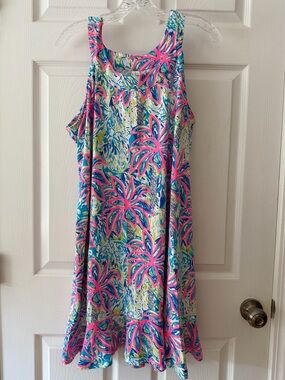 Lulu-B Floral Print Tank Dress in Pink and Blue